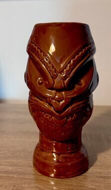 Brown Maori Headhunter Tiki Mug Warrior Drinking Cup Vase Bar Decor DW136G Aloha